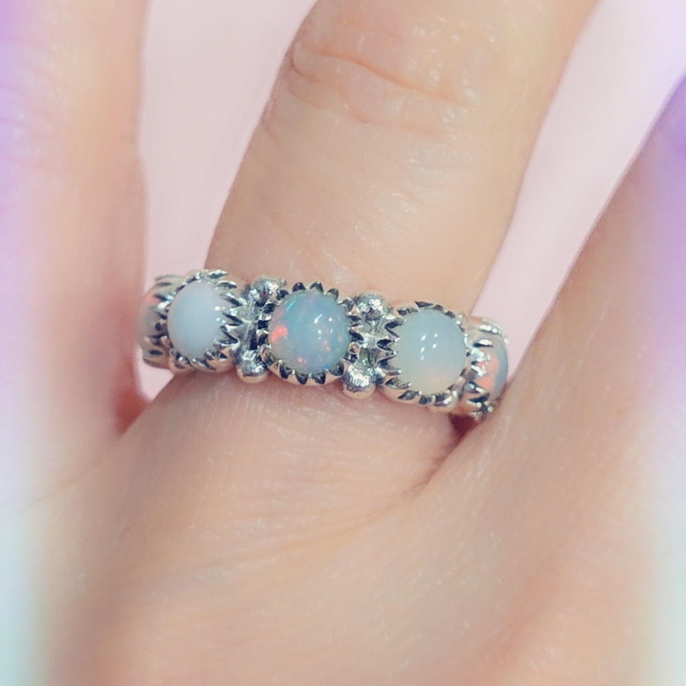 Eternity Opal Sterling Gemstone Ring